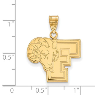 Sterling Silver Gold-plated LogoArt Fordham University Ram Large Pendant