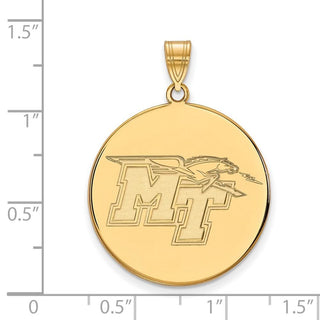 Sterling Silver Gold-plated LogoArt Middle Tennessee State University M-T Extra Large Disc Pendant