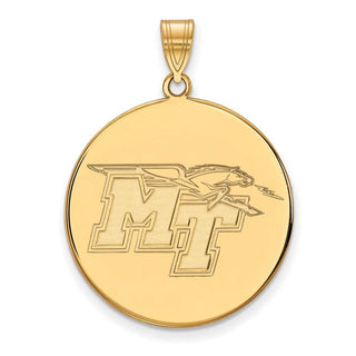 14k Gold LogoArt Middle Tennessee State University M-T Extra Large Disc Pendant