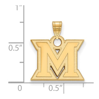 Sterling Silver Gold-plated LogoArt Miami University Ohio Letter M Small Pendant