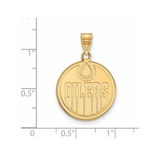 Sterling Silver Gold-plated NHL LogoArt Edmonton Oilers Large Pendant