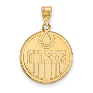 Sterling Silver Gold-plated NHL LogoArt Edmonton Oilers Large Pendant