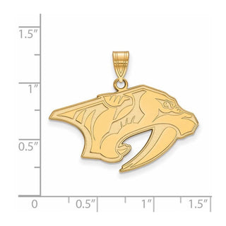 Sterling Silver Gold-plated NHL LogoArt Nashville Predators Large Pendant