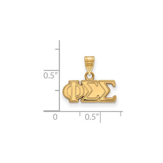 Sterling Silver Gold-plated LogoArt Phi Sigma Sigma Sorority Greek Letters Small Pendant