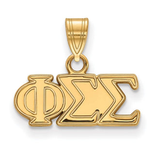 Sterling Silver Gold-plated LogoArt Phi Sigma Sigma Sorority Greek Letters Small Pendant