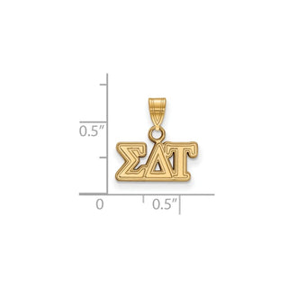 Sterling Silver Gold-plated LogoArt Sigma Delta Tau Sorority Greek Letters Small Pendant