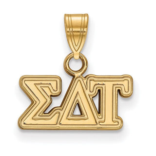 Sterling Silver Gold-plated LogoArt Sigma Delta Tau Sorority Greek Letters Small Pendant