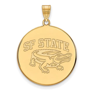 Sterling Silver Gold-plated LogoArt San Francisco State University Extra Large Disc Pendant