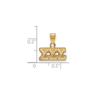 Sterling Silver Gold-plated LogoArt Sigma Sigma Sigma Sorority Greek Letters Small Pendant