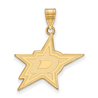 Sterling Silver Gold-plated NHL LogoArt Dallas Stars Large Pendant