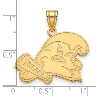 14k Gold LogoArt Tulane University Large Pendant