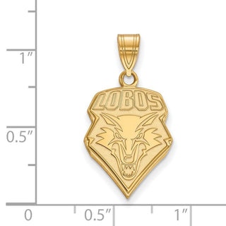 Sterling Silver Gold-plated LogoArt University of New Mexico Lobos Large Pendant