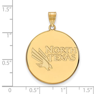 Sterling Silver Gold-plated LogoArt University of North Texas Extra Large Disc Pendant