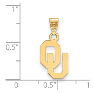 Sterling Silver Gold-plated LogoArt University of Oklahoma O-U Small Pendant