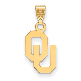 Sterling Silver Gold-plated LogoArt University of Oklahoma O-U Small Pendant