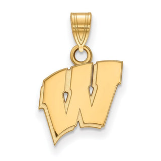 14k Gold LogoArt University of Wisconsin Letter W Small Pendant