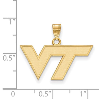 Sterling Silver Gold-plated LogoArt Virginia Tech V-T Small Pendant