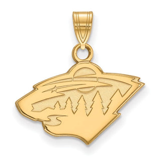 Sterling Silver Gold-plated NHL LogoArt Minnesota Wild Small Pendant