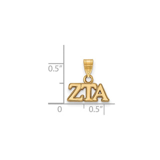 Sterling Silver Gold-plated LogoArt Zeta Tau Alpha Sorority Greek Letters Small Pendant