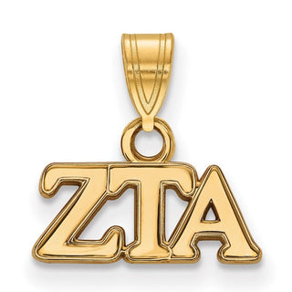 Sterling Silver Gold-plated LogoArt Zeta Tau Alpha Sorority Greek Letters Small Pendant