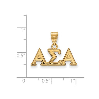 Sterling Silver Gold-plated LogoArt Alpha Sigma Alpha Sorority Greek Letters Medium Pendant