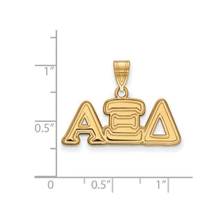 Sterling Silver Gold-plated LogoArt Alpha Xi Delta Sorority Greek Letters Medium Pendant