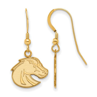 Sterling Silver Gold-plated LogoArt Boise State University Bronco Small Dangle Wire Earrings