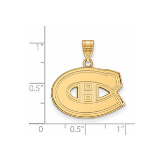 Sterling Silver Gold-plated NHL LogoArt Montreal Canadiens Medium Pendant