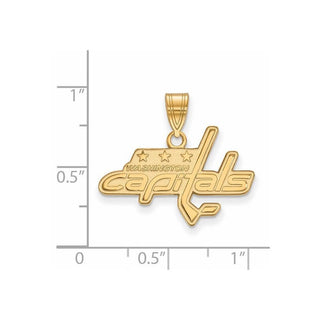 Sterling Silver Gold-plated NHL LogoArt Washington Capitals Medium Pendant