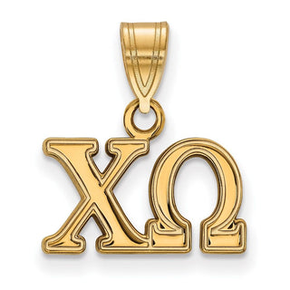 Sterling Silver Gold-plated LogoArt Chi Omega Sorority Greek Letters Medium Pendant