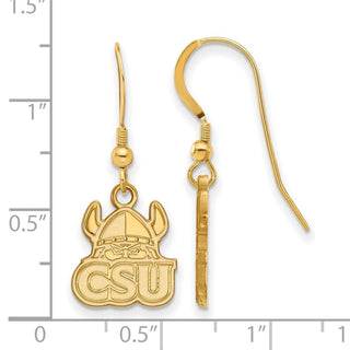 Sterling Silver Gold-plated LogoArt Cleveland State University Small Dangle Wire Earrings
