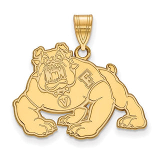 Sterling Silver Gold-plated LogoArt California State University Fresno Bulldog Large Pendant