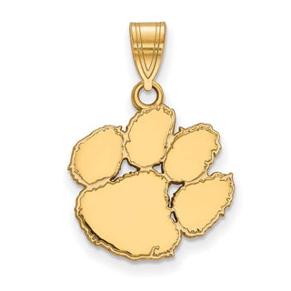 Sterling Silver Gold-plated LogoArt Clemson University Tiger Paw Medium Pendant