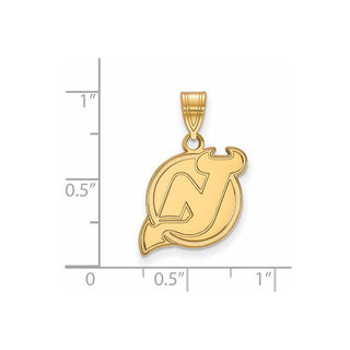 Sterling Silver Gold-plated NHL LogoArt New Jersey Devils Medium Pendant