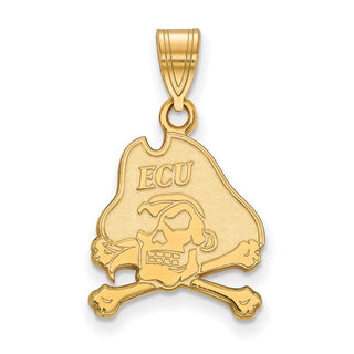 Sterling Silver Gold-plated LogoArt East Carolina University Pirate Medium Pendant