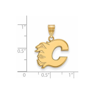 14k Gold NHL LogoArt Calgary Flames Letter C Medium Pendant