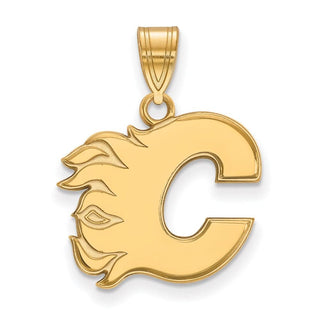 Sterling Silver Gold-plated NHL LogoArt Calgary Flames Letter C Medium Pendant
