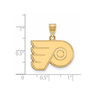 Sterling Silver Gold-plated NHL LogoArt Philadelphia Flyers Medium Pendant