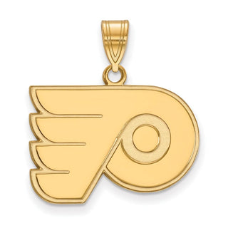 Sterling Silver Gold-plated NHL LogoArt Philadelphia Flyers Medium Pendant