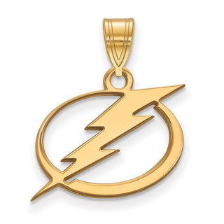 Sterling Silver Gold-plated NHL LogoArt Tampa Bay Lightning Medium Pendant