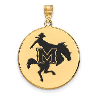 Sterling Silver Gold-plated LogoArt McNeese State University Extra Large Enameled Disc Pendant