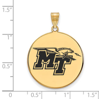 Sterling Silver Gold-plated LogoArt Middle Tennessee State University M-T Extra Large Enameled Disc Pendant