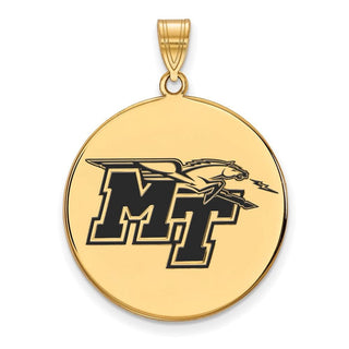 Sterling Silver Gold-plated LogoArt Middle Tennessee State University M-T Extra Large Enameled Disc Pendant