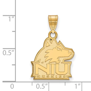 Sterling Silver Gold-plated LogoArt Northern Illinois University N-I-U Huskies Medium Pendant
