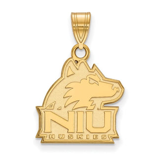 Sterling Silver Gold-plated LogoArt Northern Illinois University N-I-U Huskies Medium Pendant