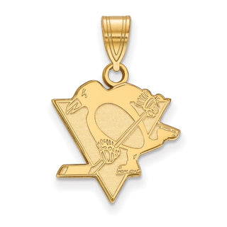 Sterling Silver Gold-plated NHL LogoArt Pittsburgh Penguins Medium Pendant