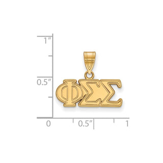 Sterling Silver Gold-plated LogoArt Phi Sigma Sigma Sorority Greek Letters Medium Pendant