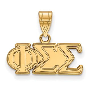 Sterling Silver Gold-plated LogoArt Phi Sigma Sigma Sorority Greek Letters Medium Pendant