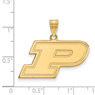 Sterling Silver Gold-plated LogoArt Purdue University Letter P Medium Pendant