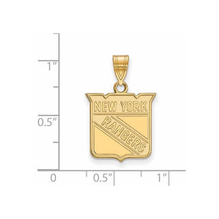 Sterling Silver Gold-plated NHL LogoArt New York Rangers Medium Pendant